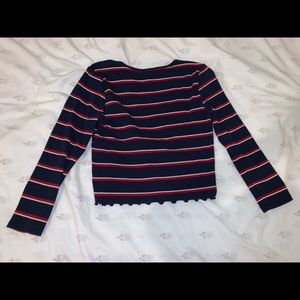 Red and blue striped long sleeve shirt